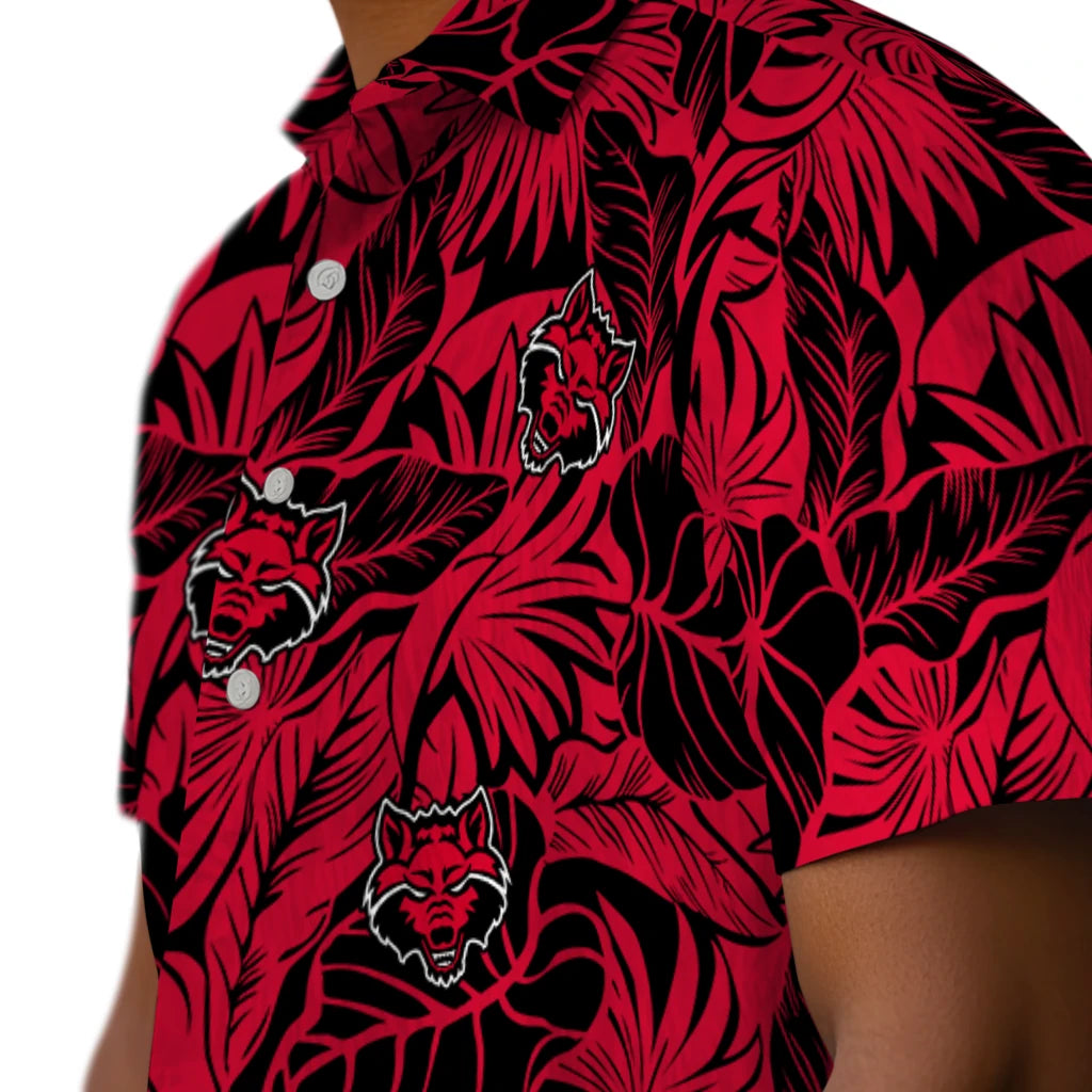 Arkansas State Red Wolves Hawaiian Shirt - Monstera Layer | Hula Hawaiian Shirts