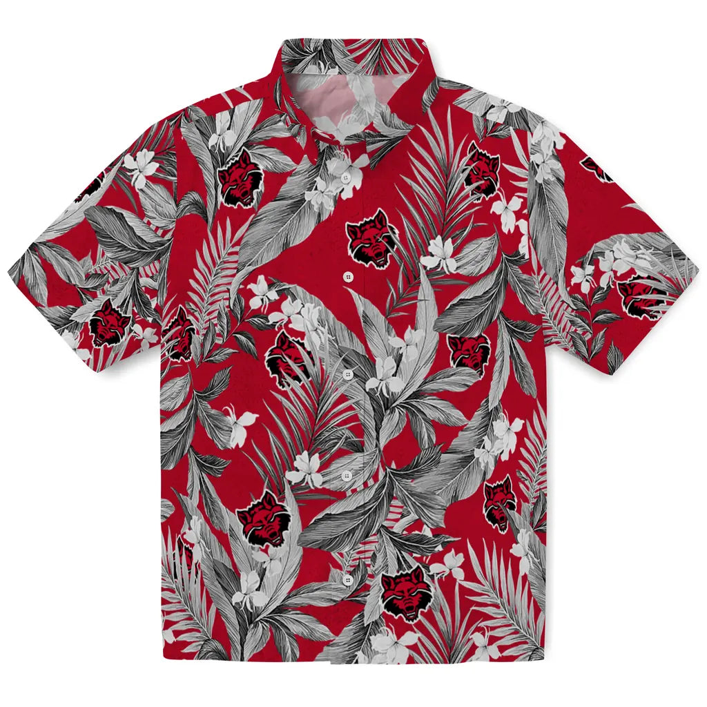 Arkansas State Red Wolves Hawaiian Shirt - Palm Leaves | Hula Hawaiian Shirts