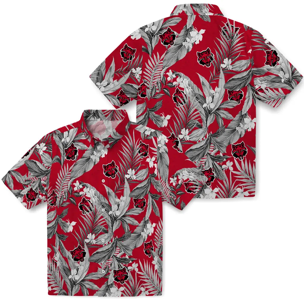 Arkansas State Red Wolves Hawaiian Shirt - Palm Leaves | Hula Hawaiian Shirts