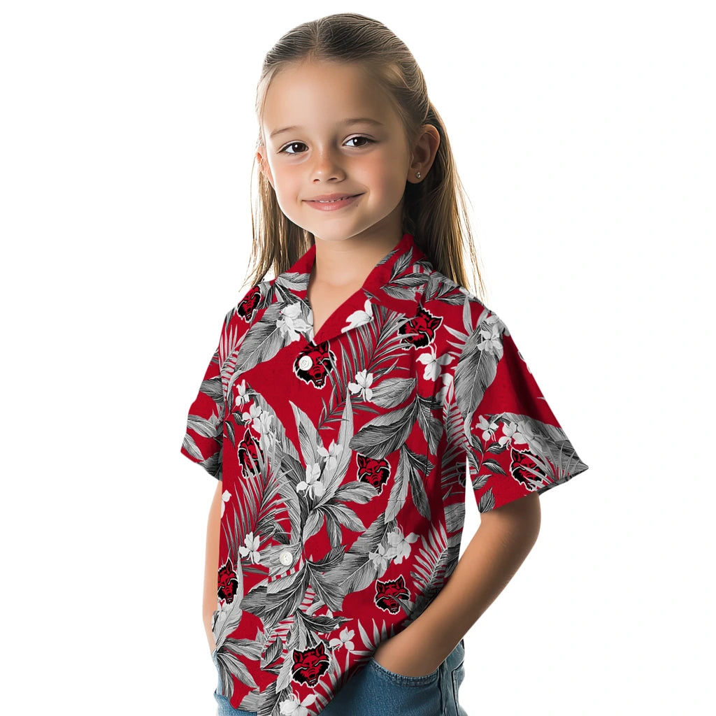 Arkansas State Red Wolves Hawaiian Shirt - Palm Leaves | Hula Hawaiian Shirts