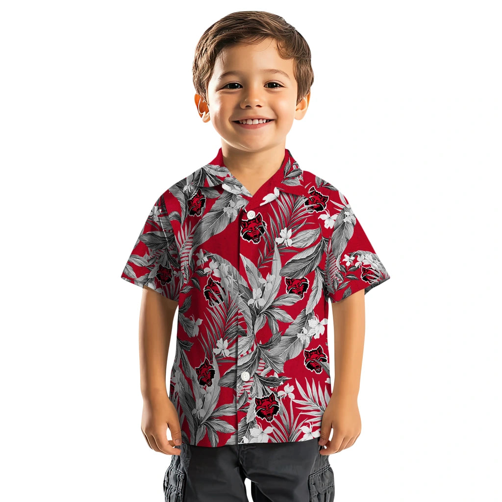 Arkansas State Red Wolves Hawaiian Shirt - Palm Leaves | Hula Hawaiian Shirts