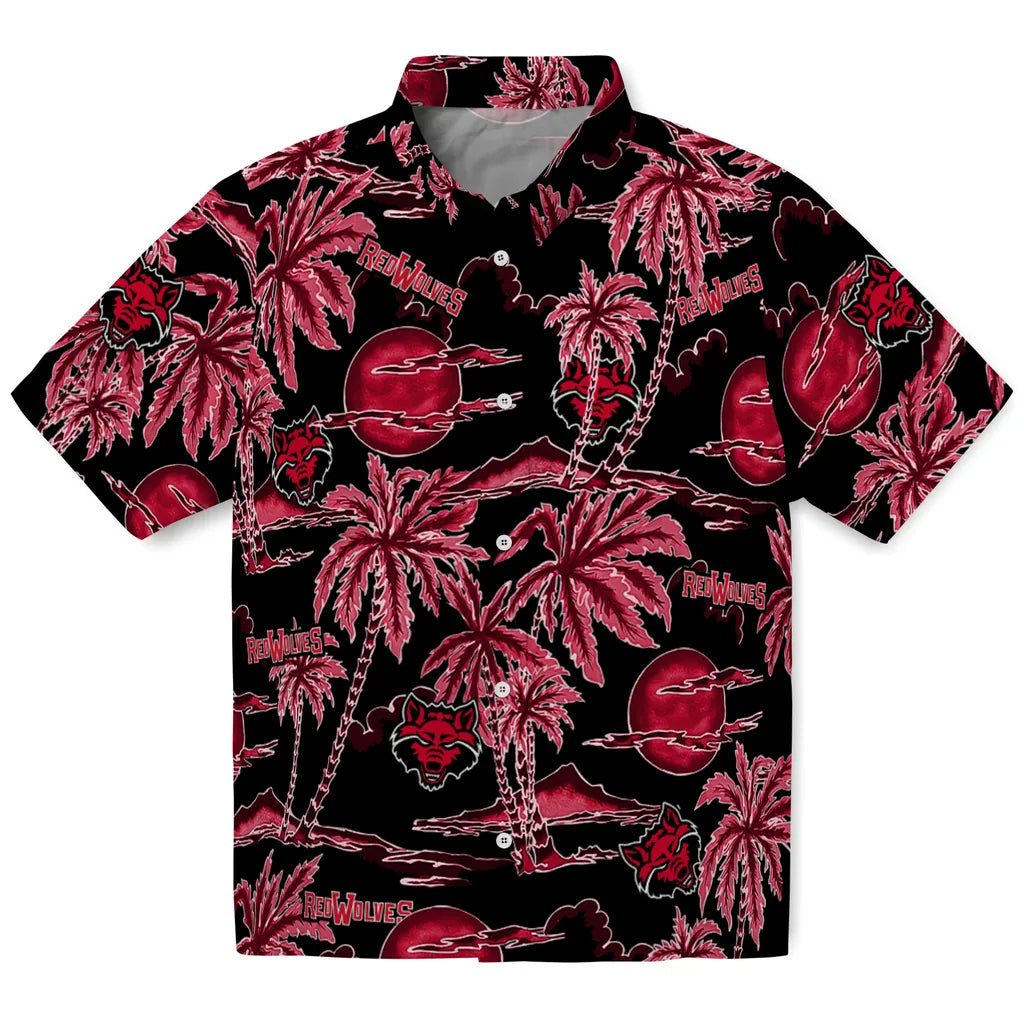 Arkansas State Red Wolves Hawaiian Shirt - Palm Sunset | Hula Hawaiian Shirts