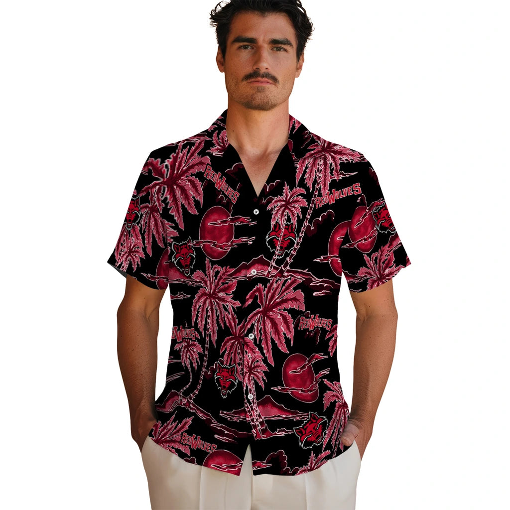 Arkansas State Red Wolves Hawaiian Shirt - Palm Sunset | Hula Hawaiian Shirts