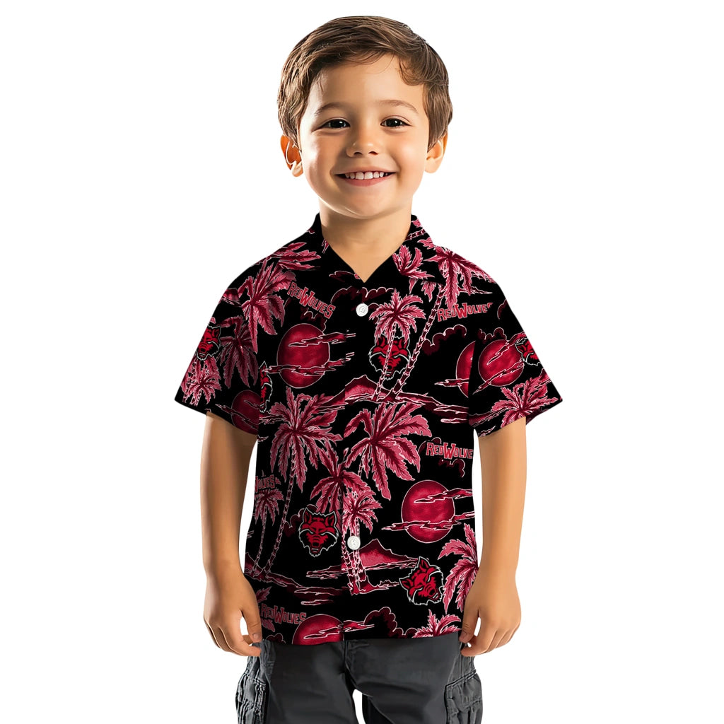 Arkansas State Red Wolves Hawaiian Shirt - Palm Sunset | Hula Hawaiian Shirts
