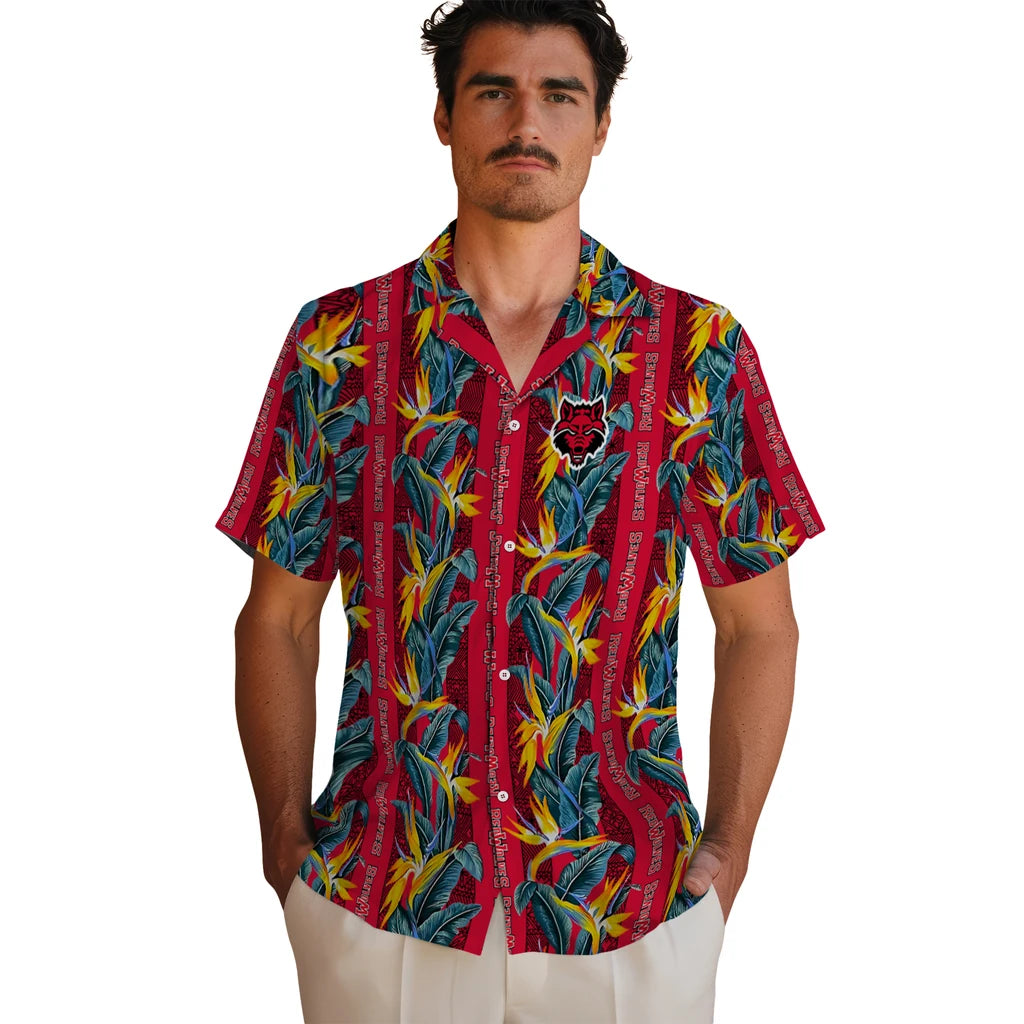 Arkansas State Red Wolves Hawaiian Shirt - Paradise Vines | Hula Hawaiian Shirts
