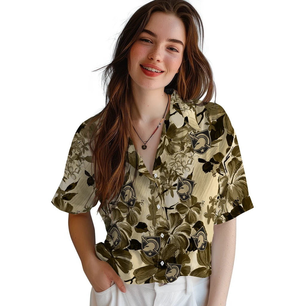 Army Black Knights Hawaiian Shirt - Hibiscus Arrangement | Hula Hawaiian Shirts