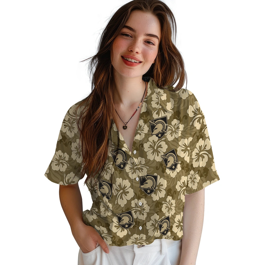 Army Black Knights Hawaiian Shirt - Hibiscus Cluster | Hula Hawaiian Shirts