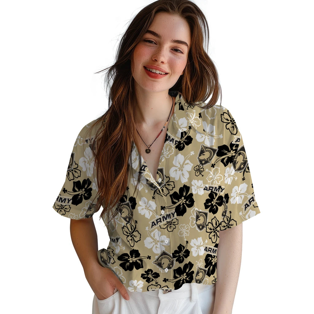 Army Black Knights Hawaiian Shirt - Hibiscus Flower Design | Hula Hawaiian Shirts