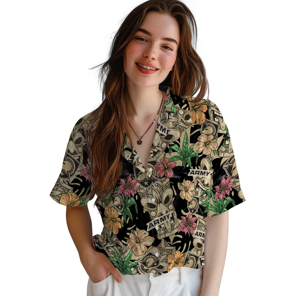 Army Black Knights Hawaiian Shirt - Hibiscus Tiki Jungle | Hula Hawaiian Shirts