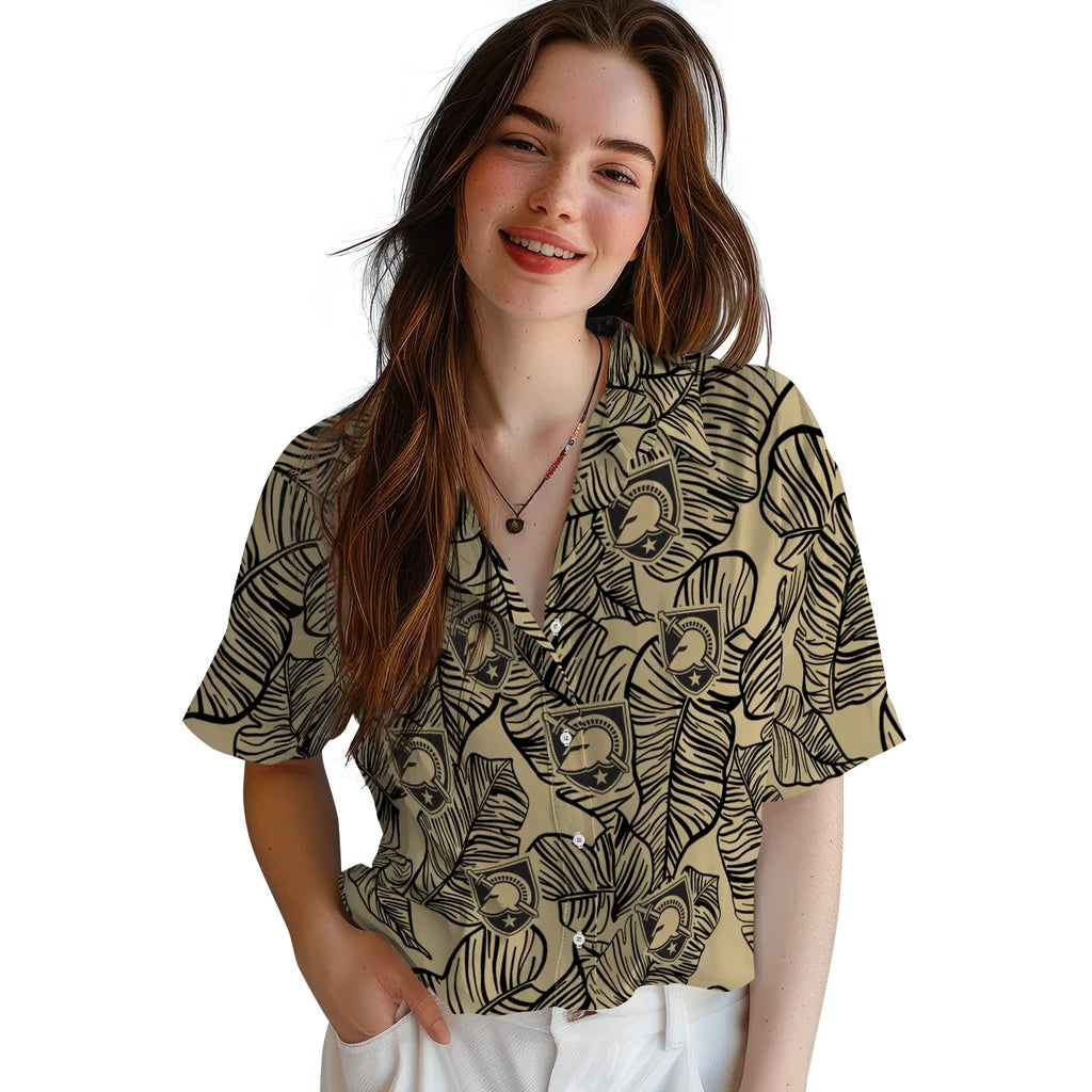 Army Black Knights Hawaiian Shirt - Leaf Outline | Hula Hawaiian Shirts