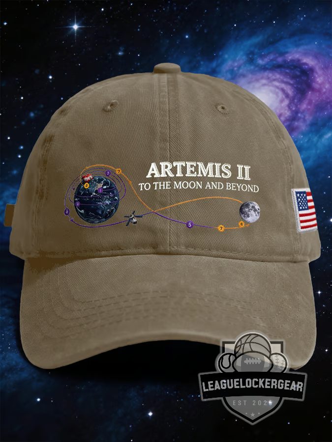 Artemis II To The Moon And Beyond Mission Trajectory Baseball Cap - LeagueLockerGear