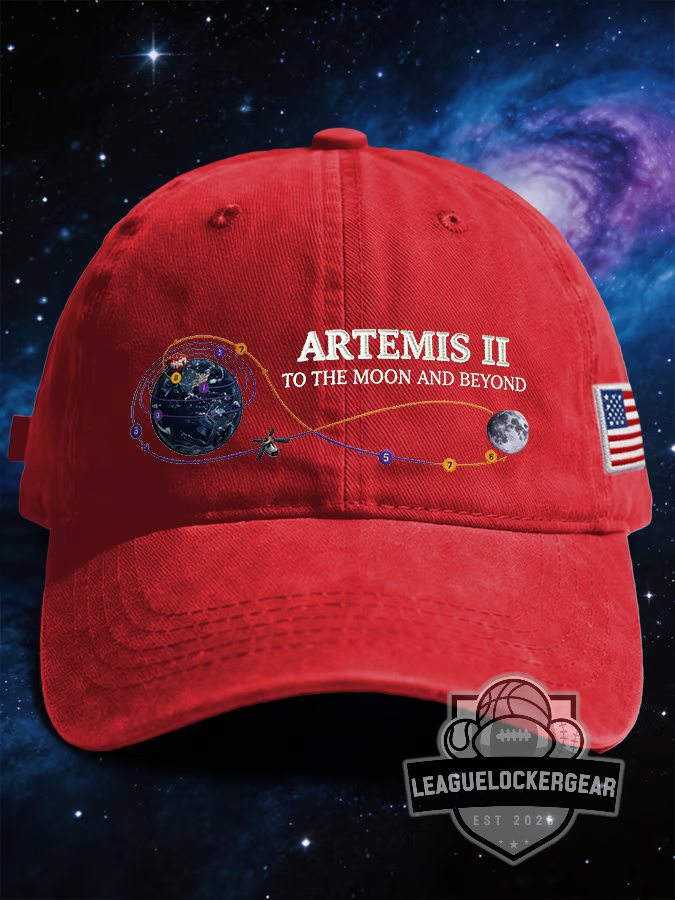 Artemis II To The Moon And Beyond Mission Trajectory Baseball Cap - LeagueLockerGear
