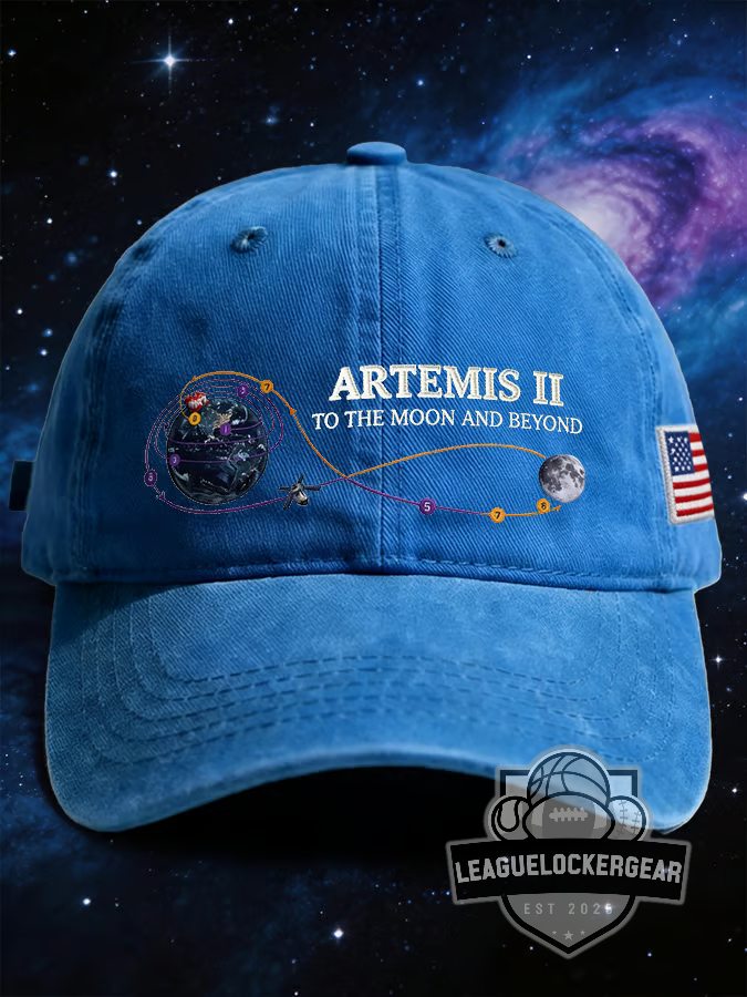 Artemis II To The Moon And Beyond Mission Trajectory Baseball Cap - LeagueLockerGear