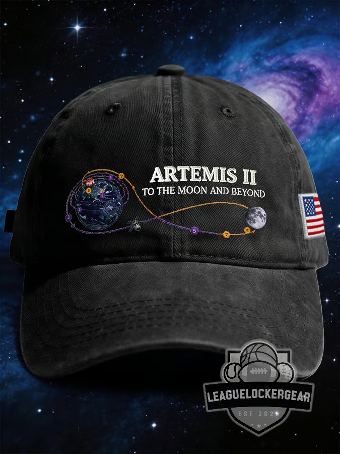Artemis II To The Moon And Beyond Mission Trajectory Baseball Cap - LeagueLockerGear