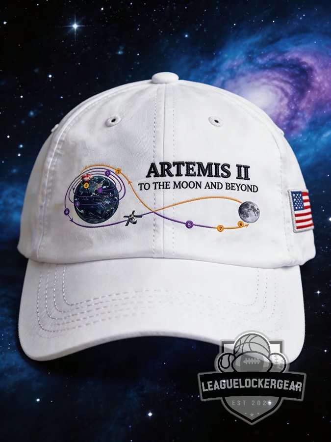 Artemis II To The Moon And Beyond Mission Trajectory Baseball Cap - LeagueLockerGear