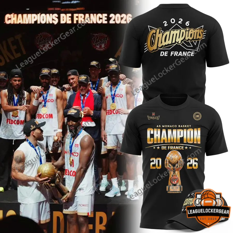 AS Monaco Basket Champions De France 2026 T-Shirt - LeagueLockerGear