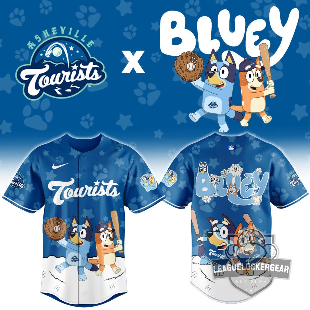 Asheville Tourists Bluey Night Collaboration Baseball Jersey - LeagueLockerGear