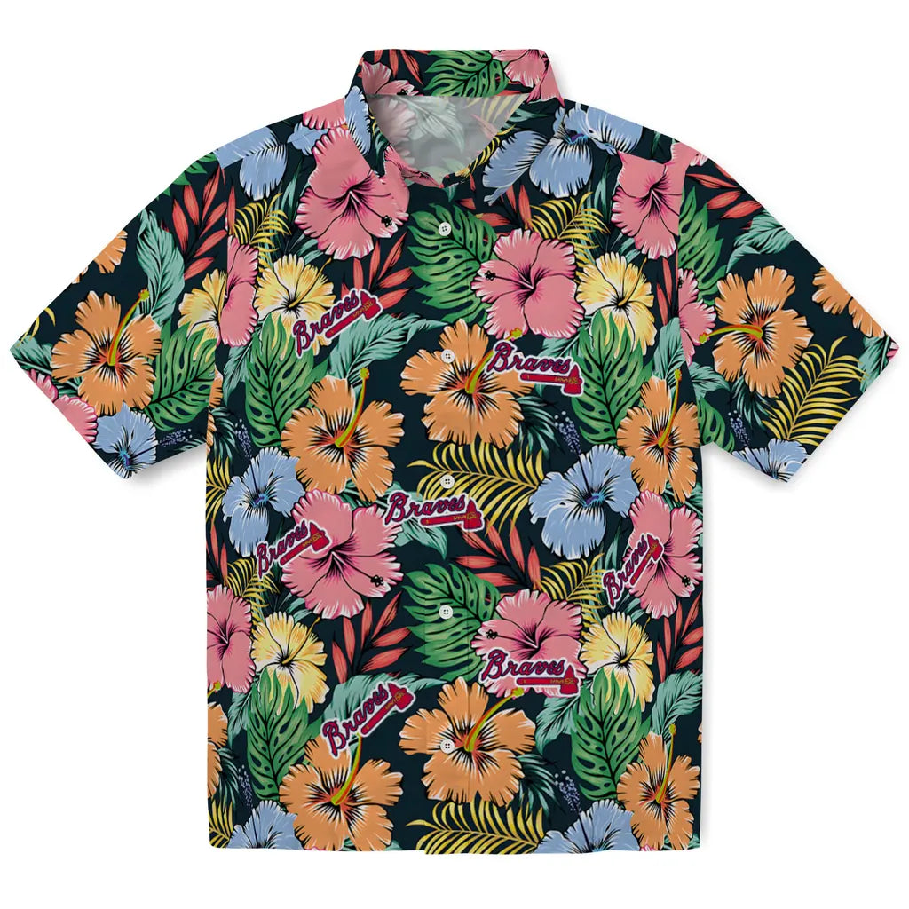 Atlanta Braves Hawaiian Shirt - Brilliant Hibiscus Garden | Hula Hawaiian Shirts