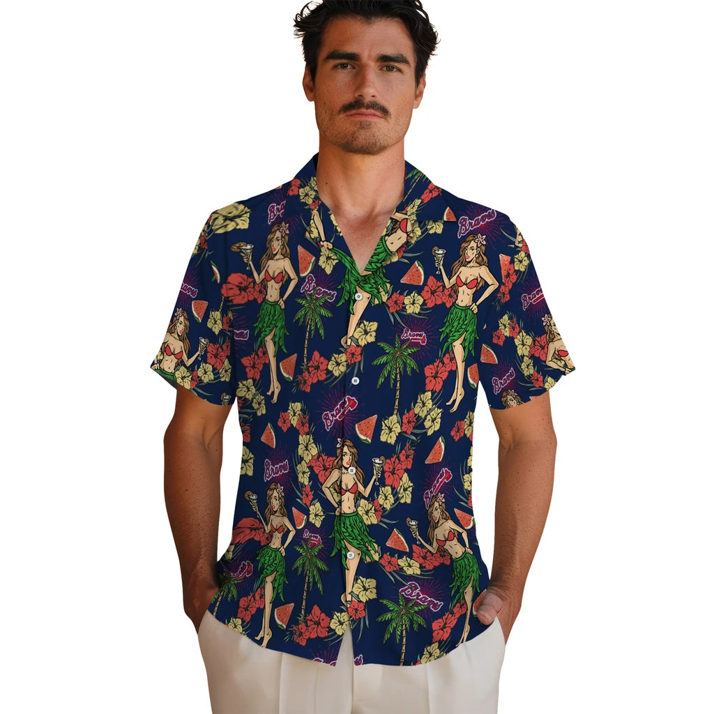 Atlanta Braves Hawaiian Shirt - Hawaiian Girls Design | Hula Hawaiian Shirts