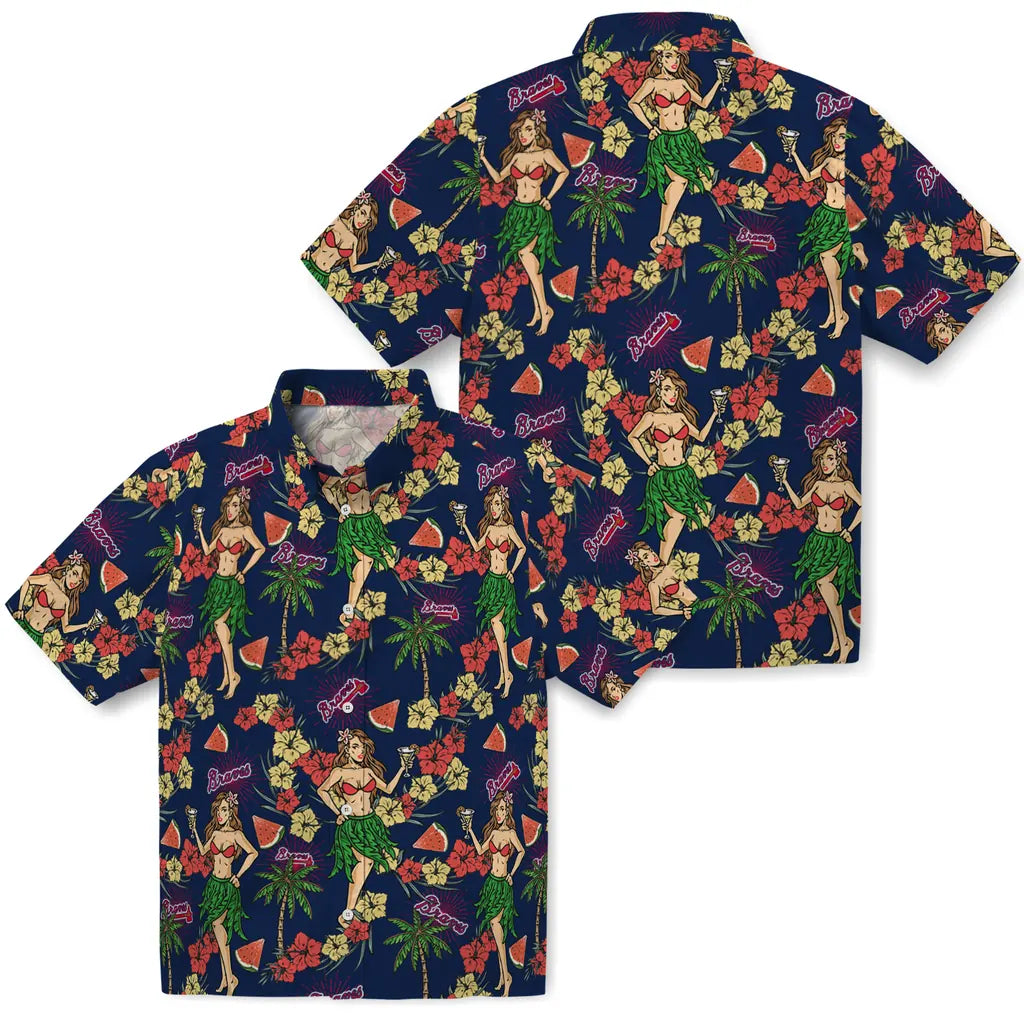 Atlanta Braves Hawaiian Shirt - Hawaiian Girls Design | Hula Hawaiian Shirts