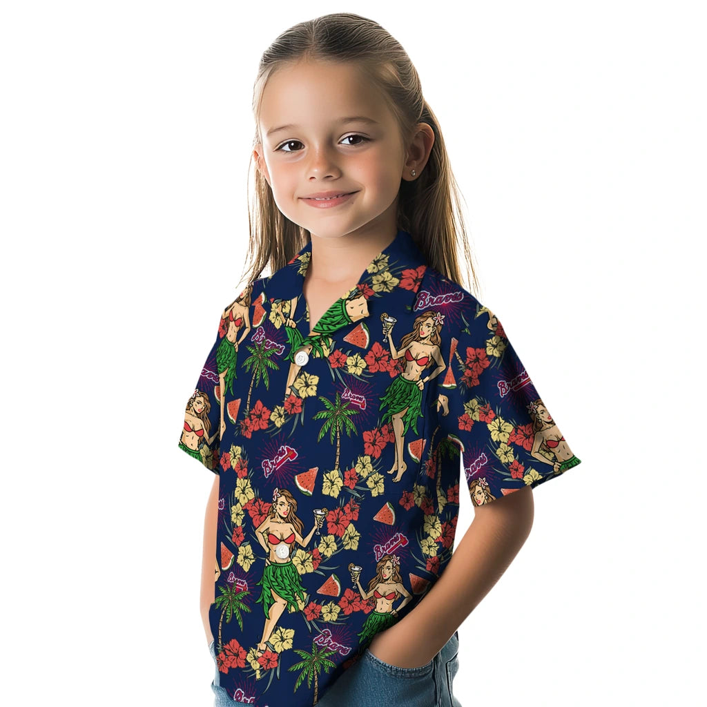 Atlanta Braves Hawaiian Shirt - Hawaiian Girls Design | Hula Hawaiian Shirts