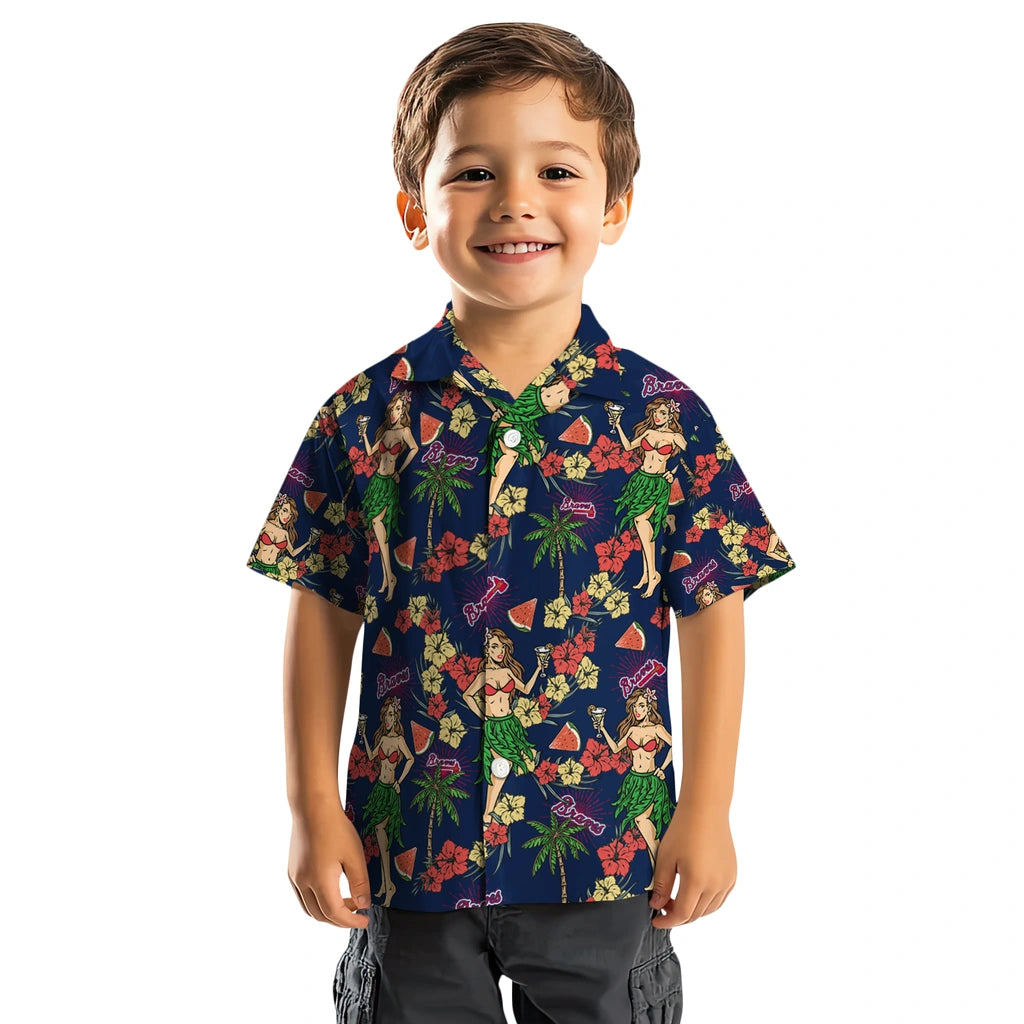 Atlanta Braves Hawaiian Shirt - Hawaiian Girls Design | Hula Hawaiian Shirts