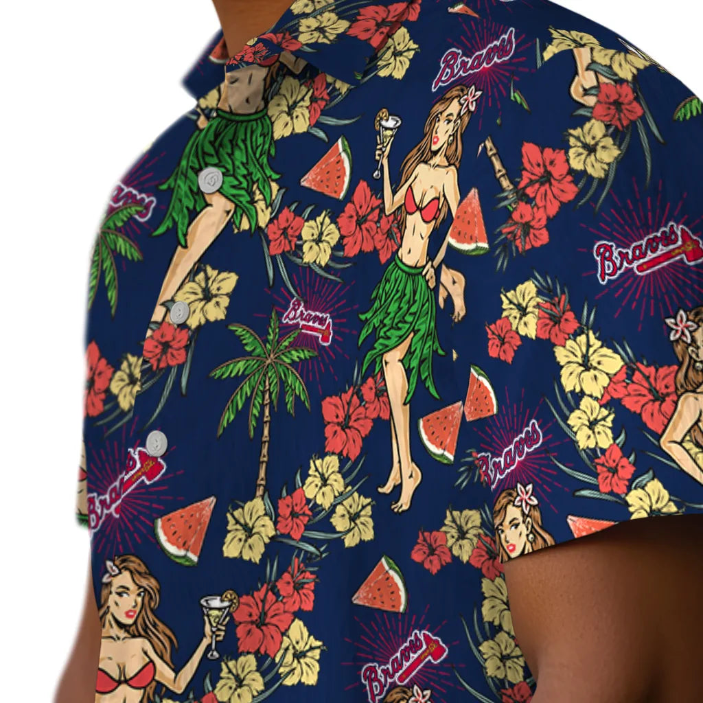 Atlanta Braves Hawaiian Shirt - Hawaiian Girls Design | Hula Hawaiian Shirts