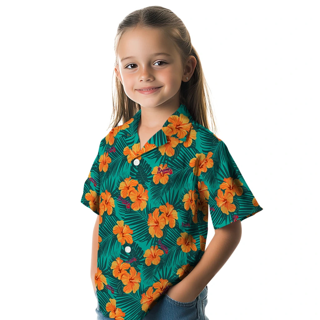 Atlanta Braves Hawaiian Shirt - Hibiscus and Palm Leaves | Hula Hawaiian Shirts