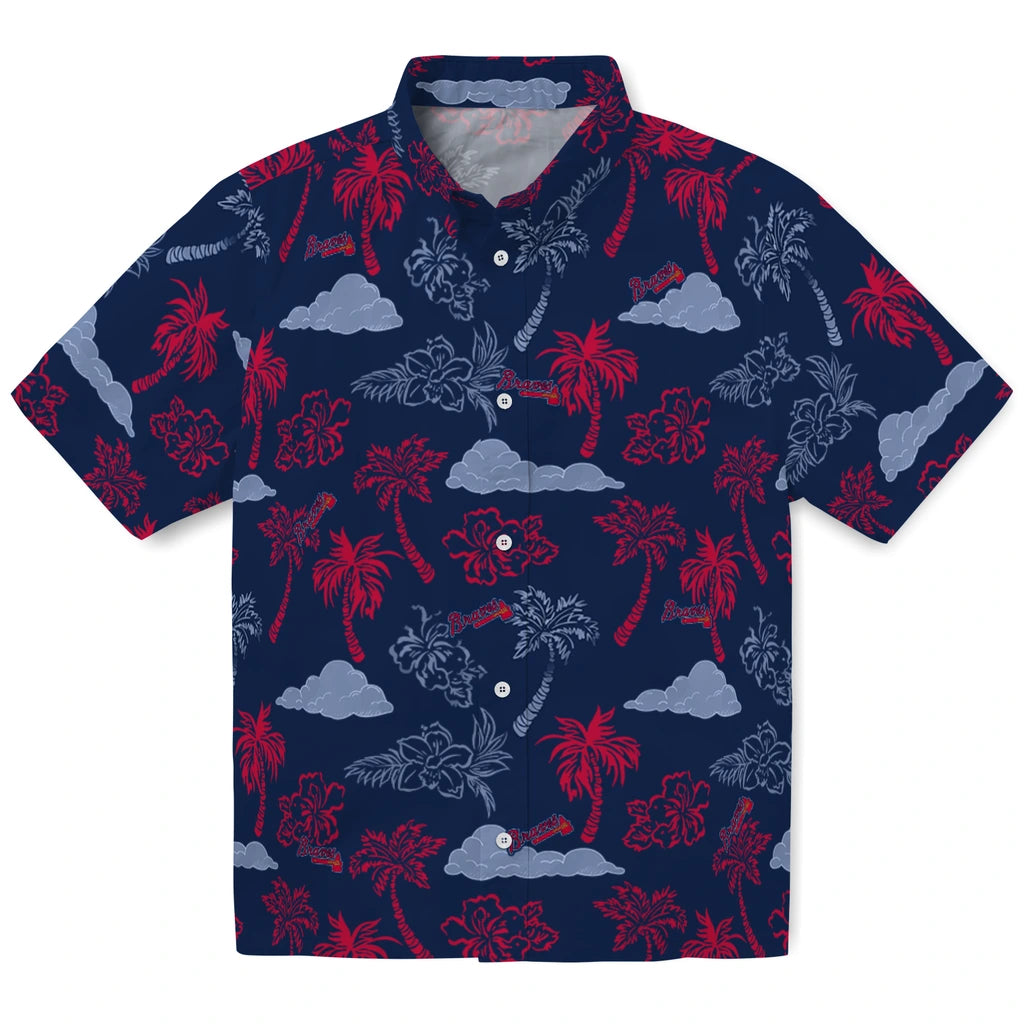 Atlanta Braves Hawaiian Shirt - Palm And Clouds | Hula Hawaiian Shirts