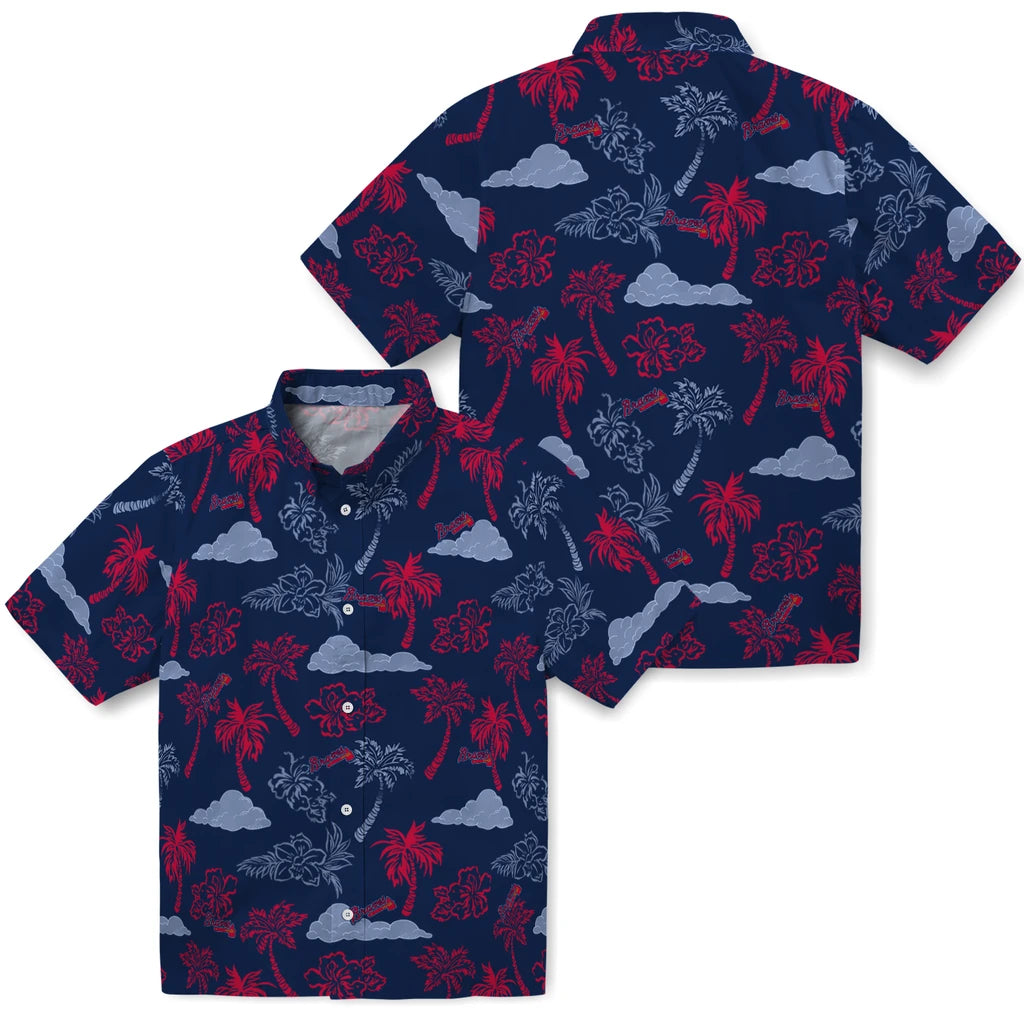 Atlanta Braves Hawaiian Shirt - Palm And Clouds | Hula Hawaiian Shirts