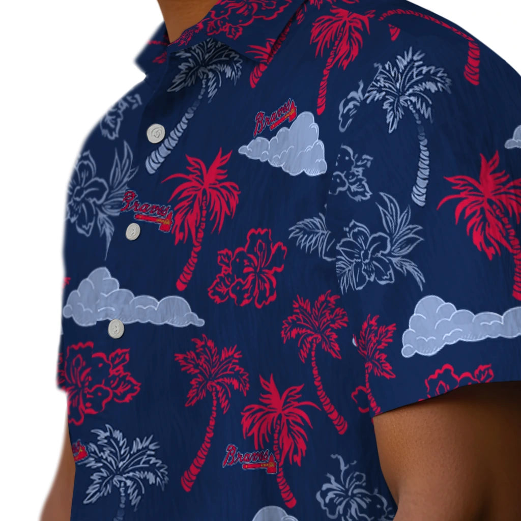 Atlanta Braves Hawaiian Shirt - Palm And Clouds | Hula Hawaiian Shirts