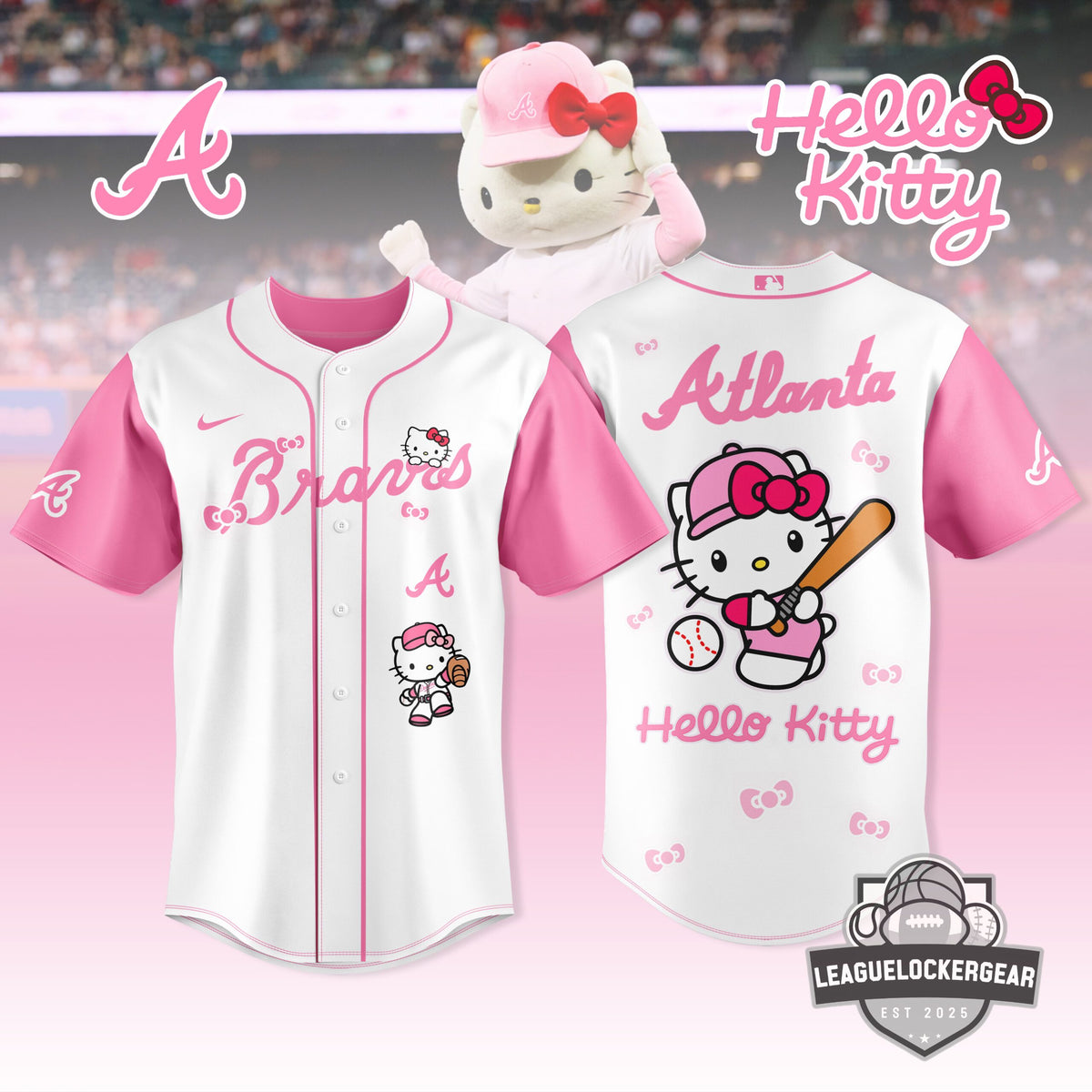 Atlanta Braves Hello Kitty Baseball Jersey - LeagueLockerGear