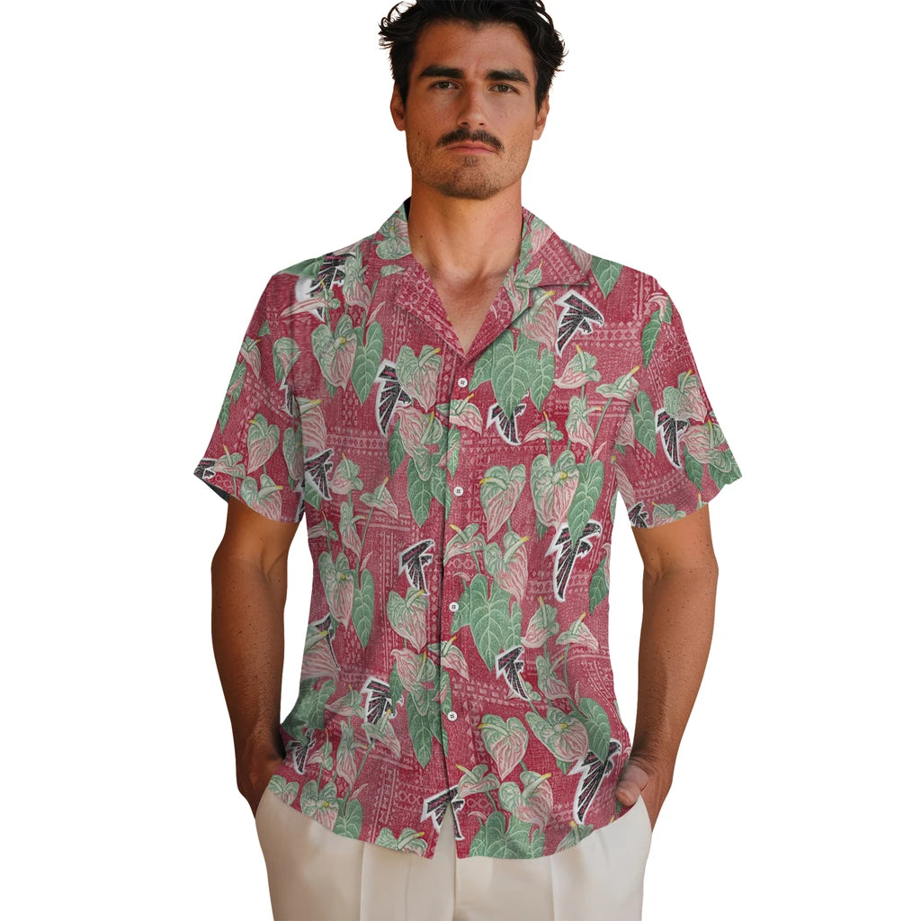 Atlanta Falcons Hawaiian Shirt - Anthurium Overlay | Hula Hawaiian Shirts