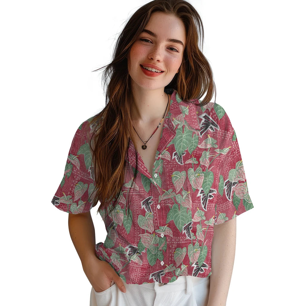 Atlanta Falcons Hawaiian Shirt - Anthurium Overlay | Hula Hawaiian Shirts