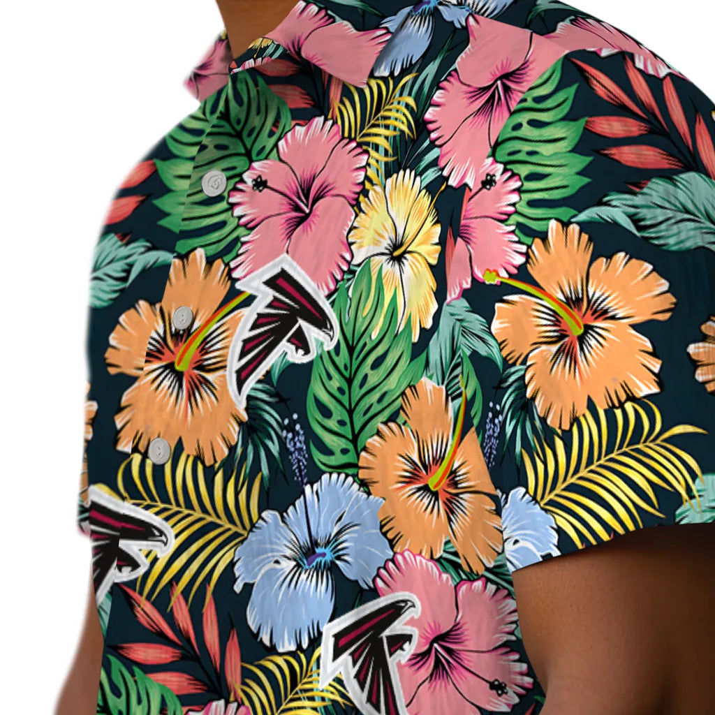 Atlanta Falcons Hawaiian Shirt - Brilliant Hibiscus Garden | Hula Hawaiian Shirts
