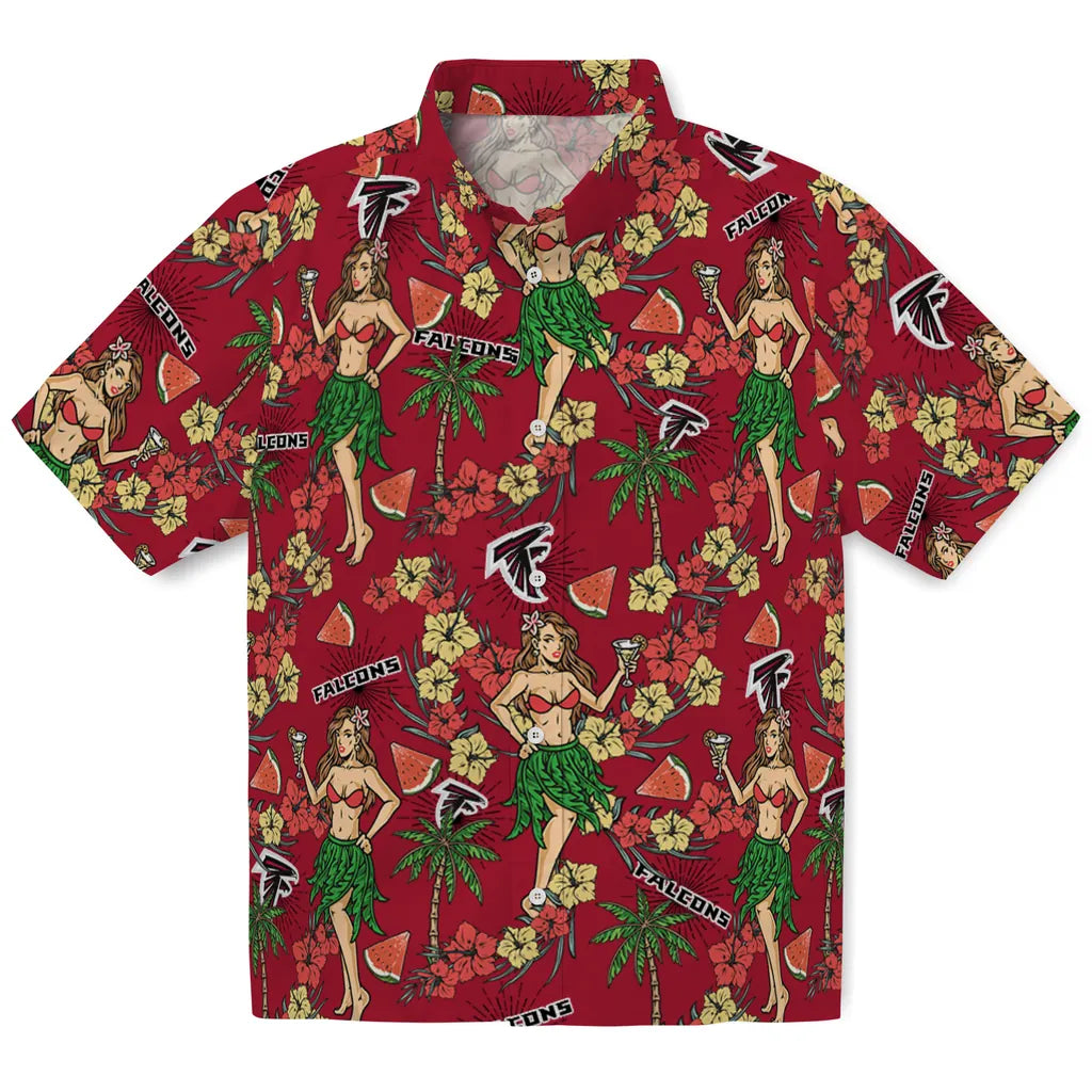 Atlanta Falcons Hawaiian Shirt - Hawaiian Girls Design | Hula Hawaiian Shirts