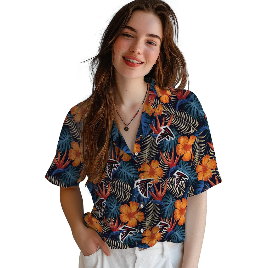Atlanta Falcons Hawaiian Shirt - Hibiscus Foliage | Hula Hawaiian Shirts