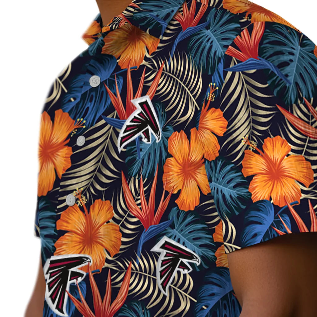 Atlanta Falcons Hawaiian Shirt - Hibiscus Foliage | Hula Hawaiian Shirts