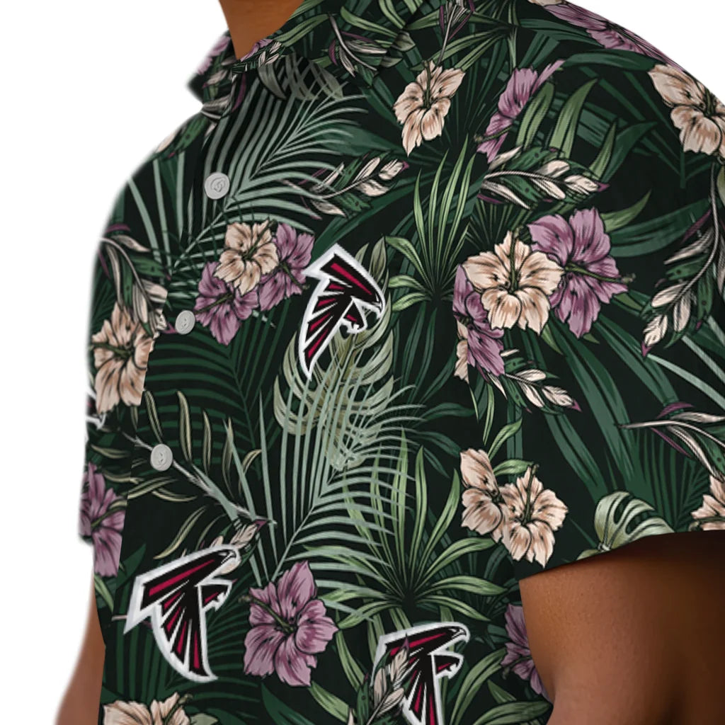 Atlanta Falcons Hawaiian Shirt - Hibiscus Leaves Pattern | Hula Hawaiian Shirts
