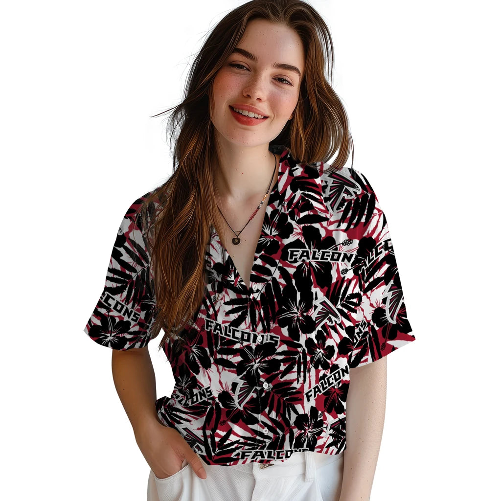 Atlanta Falcons Hawaiian Shirt - Hibiscus Overlay | Hula Hawaiian Shirts