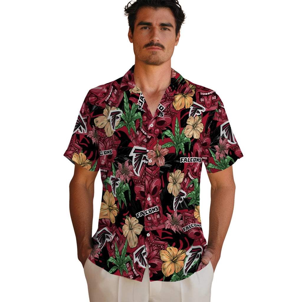 Atlanta Falcons Hawaiian Shirt - Hibiscus Tiki Jungle | Hula Hawaiian Shirts