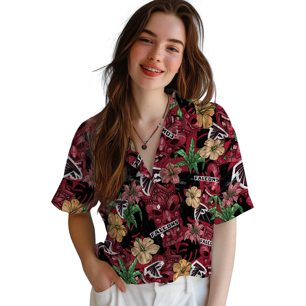 Atlanta Falcons Hawaiian Shirt - Hibiscus Tiki Jungle | Hula Hawaiian Shirts