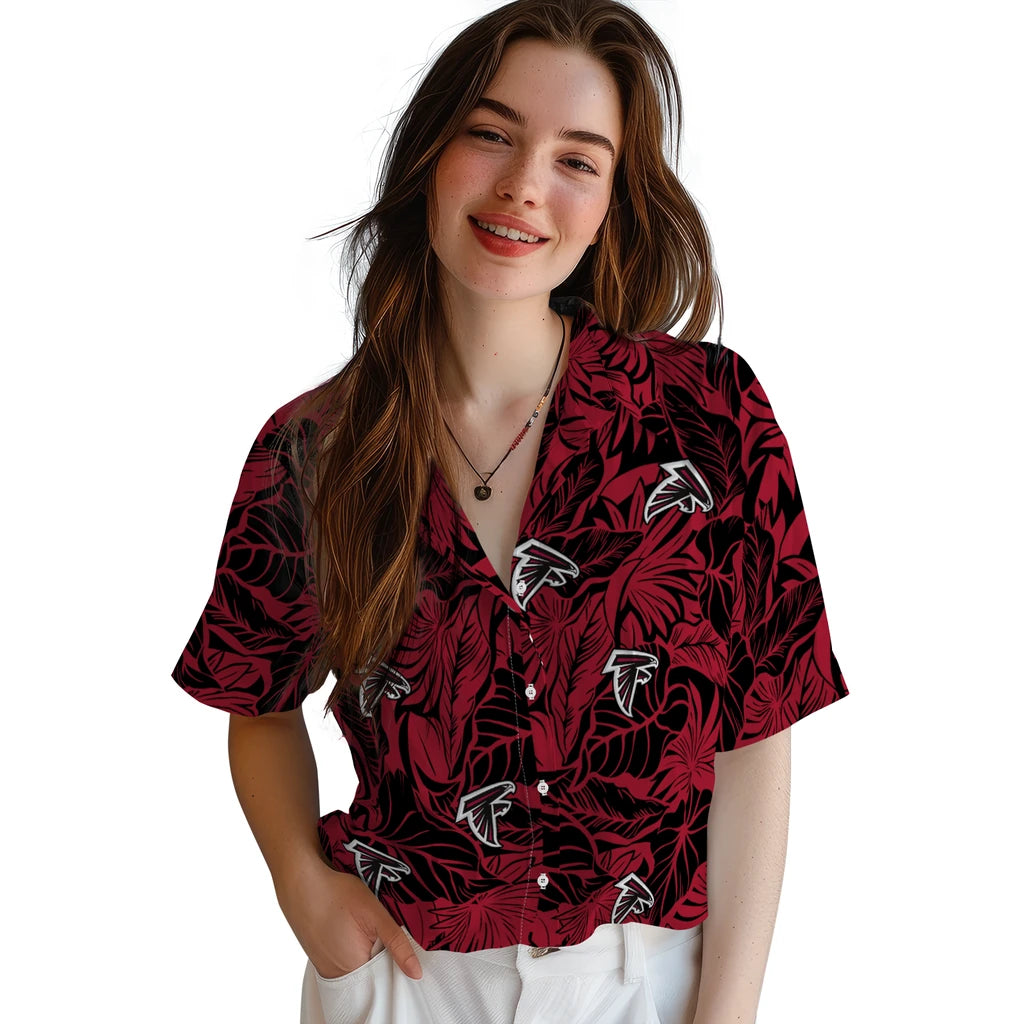Atlanta Falcons Hawaiian Shirt - Monstera Layer | Hula Hawaiian Shirts