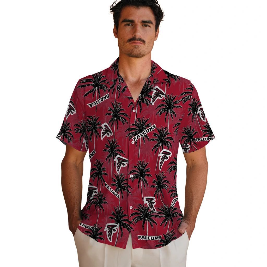 Atlanta Falcons Hawaiian Shirt - Palm Tree Motif | Hula Hawaiian Shirts