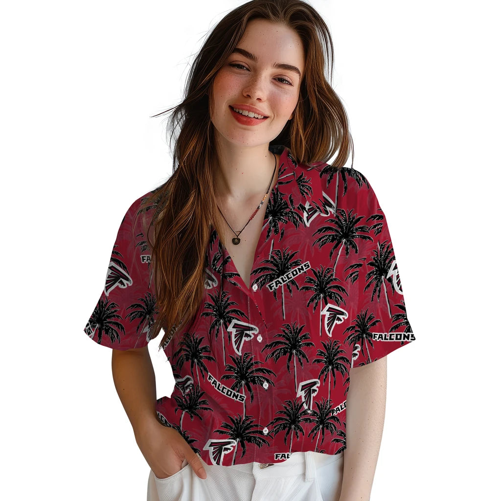 Atlanta Falcons Hawaiian Shirt - Palm Tree Motif | Hula Hawaiian Shirts