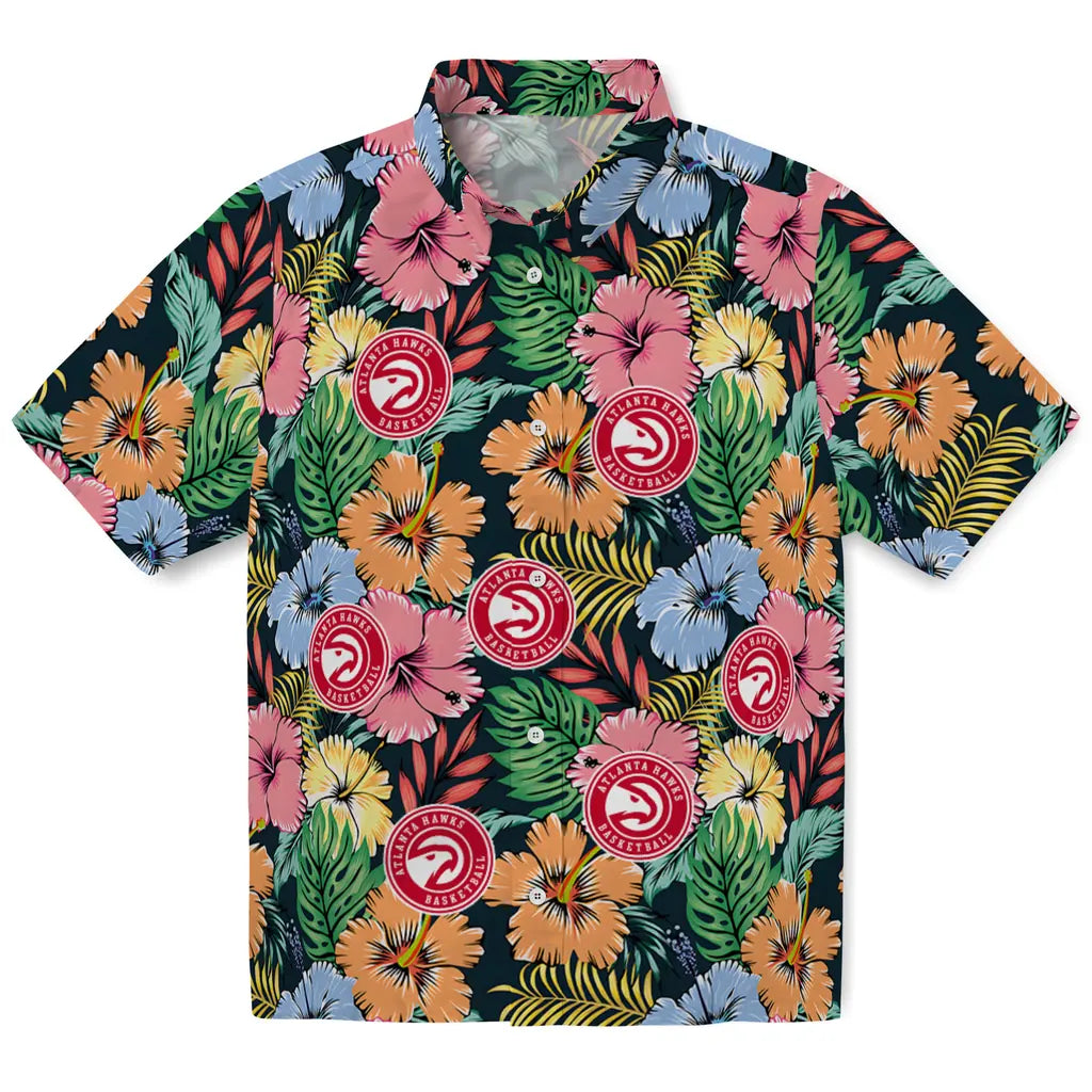 Atlanta Hawks Hawaiian Shirt - Brilliant Hibiscus Garden | Hula Hawaiian Shirts