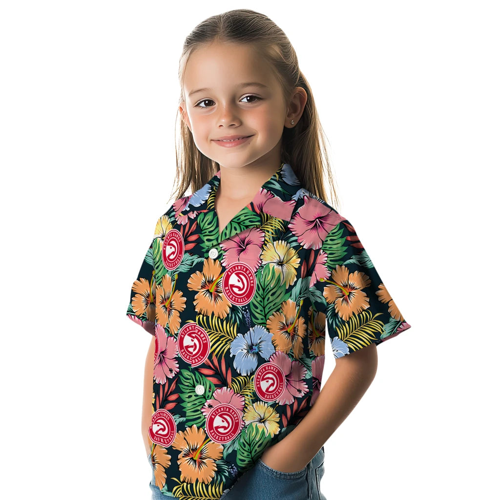 Atlanta Hawks Hawaiian Shirt - Brilliant Hibiscus Garden | Hula Hawaiian Shirts