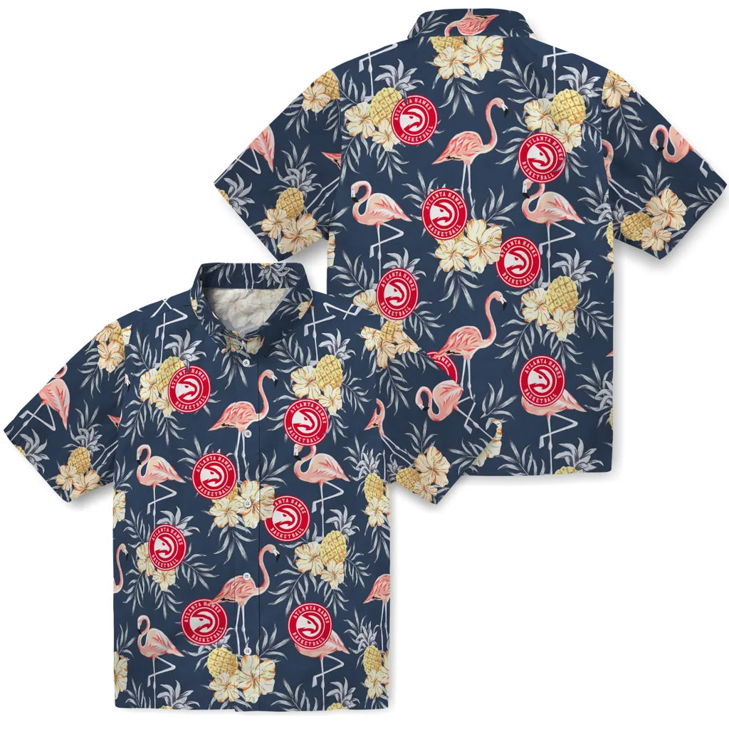 Atlanta Hawks Hawaiian Shirt - Flamingo Hibiscus | Hula Hawaiian Shirts