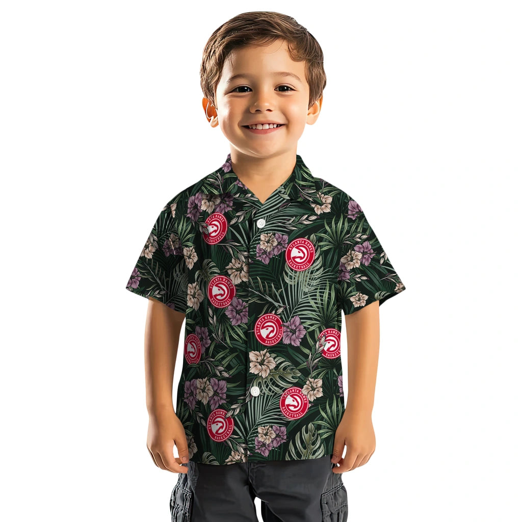 Atlanta Hawks Hawaiian Shirt - Hibiscus Leaves Pattern | Hula Hawaiian Shirts