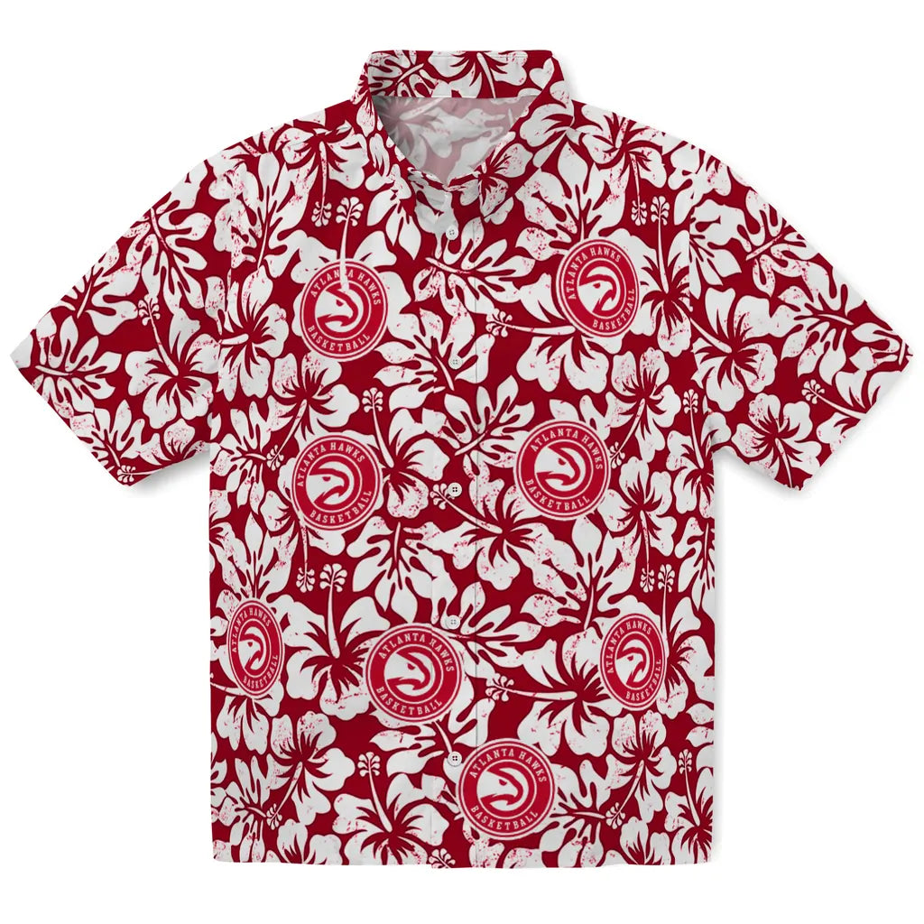 Atlanta Hawks Hawaiian Shirt - Hibiscus Motif | Hula Hawaiian Shirts